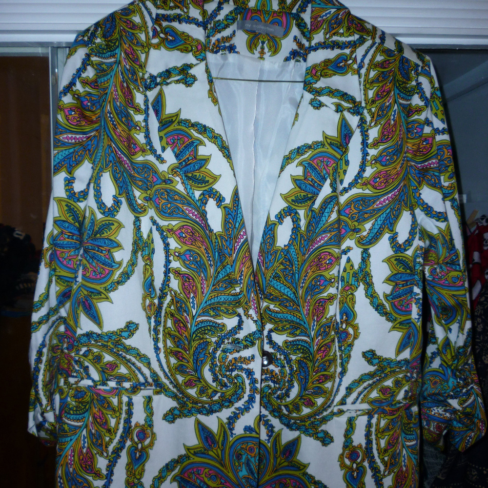 womens jacket blazer L paisley multi